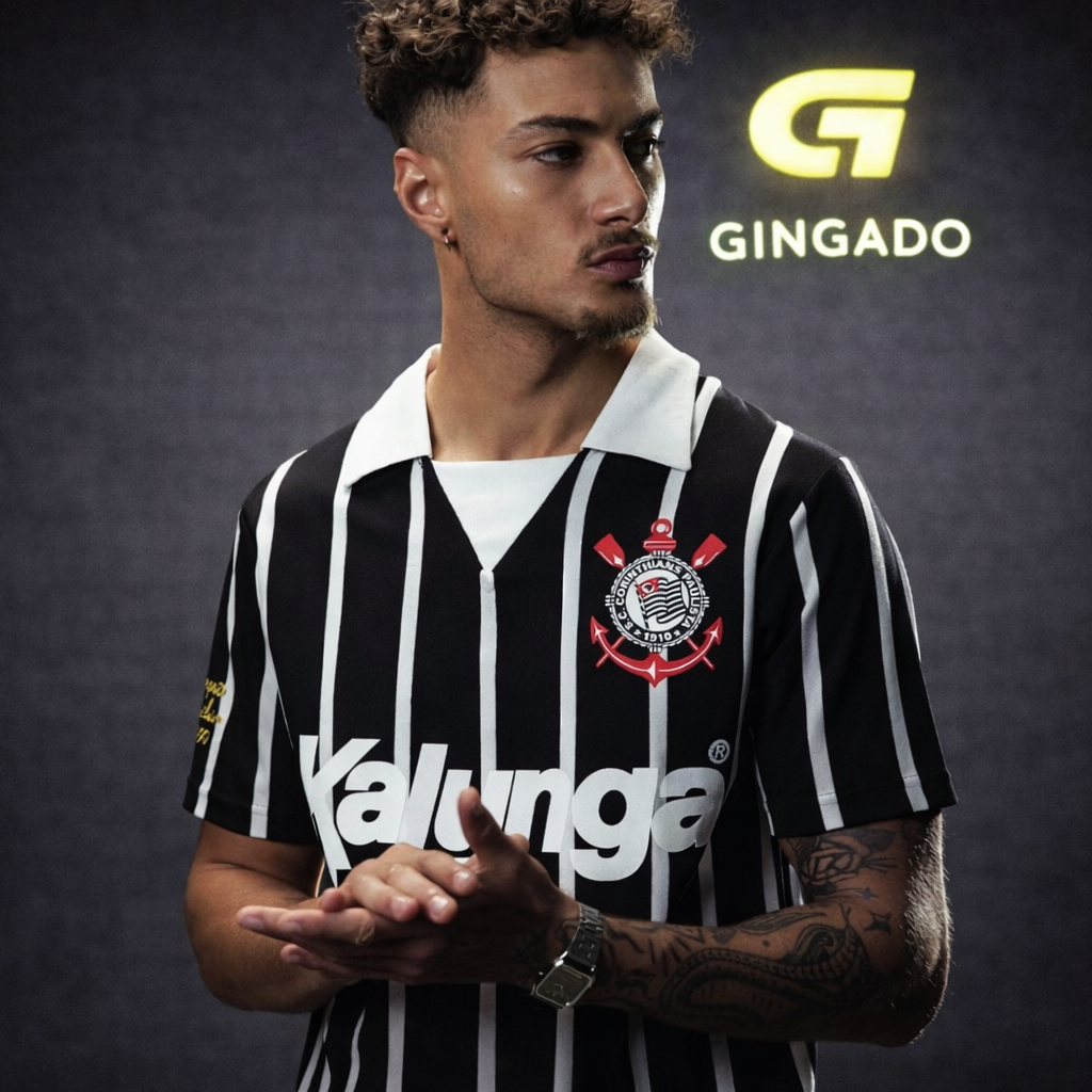 Camisa Polo Retrô Corinthians 1990 Kalunga Masculina Oficial